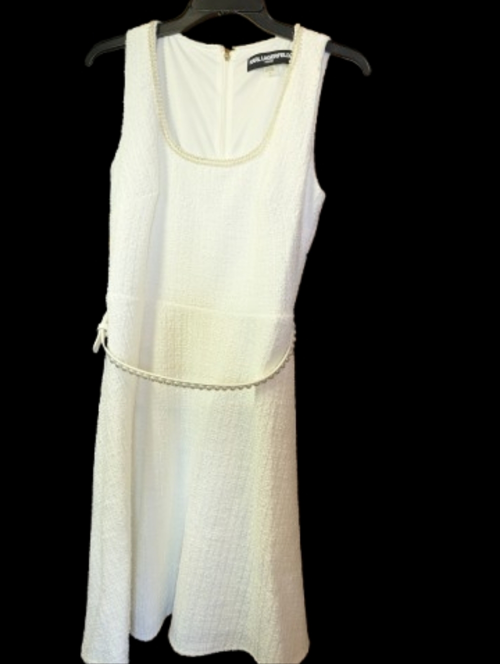 Karl Lagerfeld White Embellished Dress Sleeveless Scoop Neck
